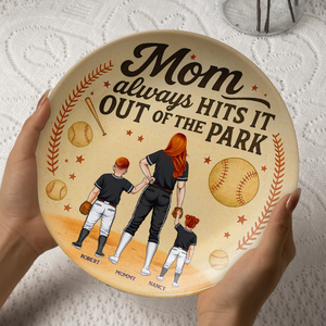 Baseball Mom Ceramic Round Plate - Personalized Gift For Mom 04TGPU140425PA - Ceramic Round Plate - GoDuckee
