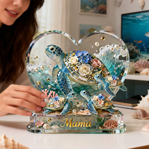 Forever Mama Turtle Acrylic Plaque - Personalized Gifts For Mom 05NATN270226 - Shaped Plaques - GoDuckee