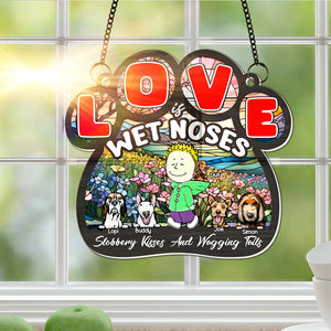 Personalized Gifts For Mom Suncatcher Mom & Furry Babies In Floral Landscape 02KALU240225HH - Ornament - GoDuckee
