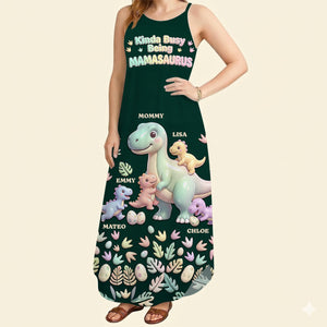 Dinosaur Mom Maxi Dress Personalized Mother's Day Gifts 01NADT300326 - Dress - GoDuckee