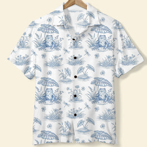 Vintage Rural Blue Toile Pattern Hawaiian Shirt Personalized Gifts For Frog Lover 01qhdt120625 - Hawaiian Shirts - GoDuckee