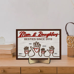 Personalized Gifts For Mom Wood Sign Mother And Kid Hand 04OHPU210224 - Wood Signs - GoDuckee