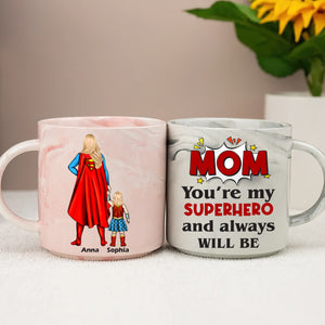 Personalized Gifts For Mom Marble Mug 06natn210325pa You're Our Superhero And Always Will Be - Marble Mug - GoDuckee