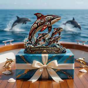 Dolphin Dad Indigenous Acrylic Plaque - Personalized Gifts For Dad 02TODT180426 - Shaped Plaques - GoDuckee