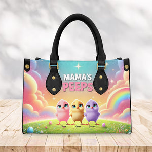 Personalized Gifts For Mom Leather Bag, Easter Day Chick Peeps 011TGMH180325 - Leather Bag - GoDuckee