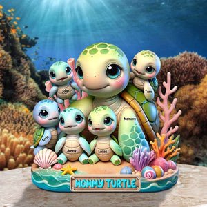 Personalized Gifts For Mom Acrylic Plaque, Cute Turtle 03QHTN030425 - Shaped Plaques - GoDuckee