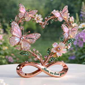 Stunning Butterflies On Mom Heart Acrylic Plaque, Personalized Gifts For Mom & Grandma 05qhlu060326 - Shaped Plaques - GoDuckee