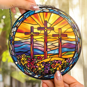 Personalized Gifts For Christian Stained Glass Christ Sunflower 01HUDT050325 - Ornament - GoDuckee