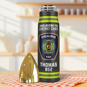 Fire Department Bullet Tumbler - Custom Fire Station Logo Gifts For Firefighter With Name, Number Tag 02qhqn121224 - Tumbler Cup - GoDuckee