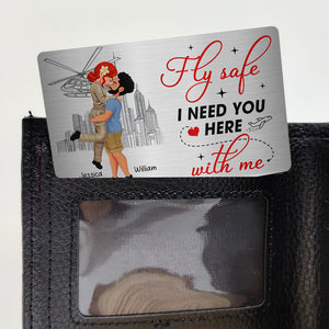 Personalized Gifts For Couple Pilot Wallet Card Fly Safe 04KAQN040225PA - Wallet Card - GoDuckee