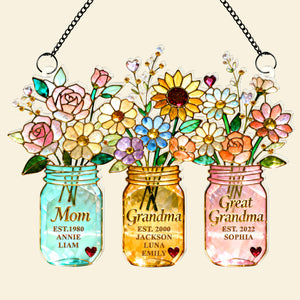 Mom Flower Suncatcher Ornament - Personalized Mothers Day Gifts 02NAQN100226 - Ornament - GoDuckee