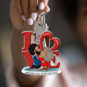 Personalized Gifts For Couple Keychain 04ohqn070125hg Couple Kissing - Keychains - GoDuckee