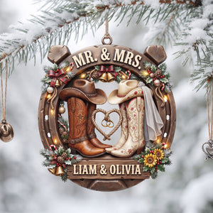 Cowboy Cowgirl Western Couple Ornament - Personalized Gifts For Couple Christmas Ornament 05TYLU170826 - Ornament - GoDuckee