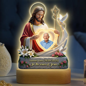 In The Arms Of Jesus Led Light - Custom Photo Gifts For Christ In Heaven 02HUQN030625 - Led Night Light - GoDuckee
