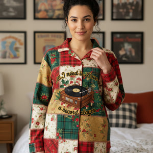 Vinyl Records Lovers Button Up Pajama Set - Christmas Gifts 01paqn201125 - Pajama Set - GoDuckee