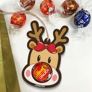 Best Reindeer Chocolate Holder, Personalized Wood Ornament, Unique Christmas Gifts, Christmas Tree Decorations - Ornament - GoDuckee