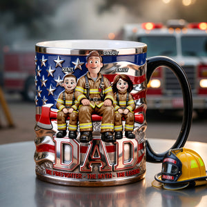 Proud American Firefighter Dad Magic Mug, Personalized Gifts For Firefighter Dads 01QHQN230526 - Coffee Mug - GoDuckee