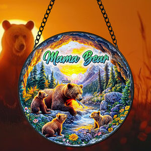 Personalized Gifts For Mom Stained Glass 05hutn280325 Mama Bear - Ornament - GoDuckee