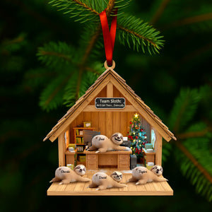 Happy Workplace Sloth Ornament - Personalized Gifts For Coworkers 05OHLU141125 - Ornament - GoDuckee