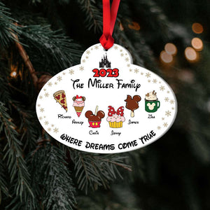 Where Dreams Come True, Gift For Family, Personalized Acrylic Ornament, Cartoon Family Snack Ornament, Christmas Gift 02NAHN311023 - Ornament - GoDuckee
