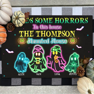 Personalized Halloween Gifts For Family Neon Doormat, Horrors In This House 01KAMH230824 - Doormat - GoDuckee