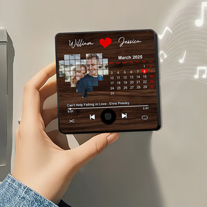 Custom Music & Photo Fridge Magnet Gifts For Couple Calendar Heart 05KAQN301224 - Fridge Magnet - GoDuckee