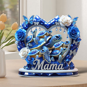 Mama Turtle Plaque - Personalized Gift For Mother 02XQQN240425 - Shaped Plaques - GoDuckee
