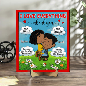 Personalized Gifts For Couple Wood Sign 03totn040125hg I Love Everything About You - Wood Sign - GoDuckee