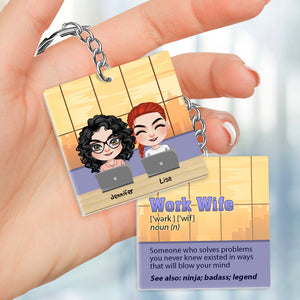Work Wife, Gift For Coworkers, Personalized Keychain, Coworkers Bestie Keychain - Keychains - GoDuckee