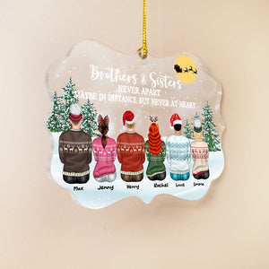 Brothers & Sisters Never Apart, Personalized Family Medallion Acrylic Ornament, Christmas Gift - Ornament - GoDuckee