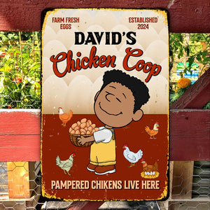 Personalized Gifts For Farmers Metal Sign 01totn180225hg Chicken Coop Pampered Chickens Live Here - Metal Signs - GoDuckee