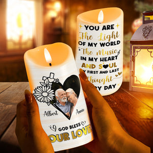 Personalized Custom Photo Gifts For Christian Couple LED Candle God Bless Our Love 01KALU090125 - Led Candle - GoDuckee