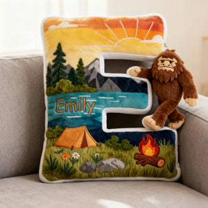 Sasquatch Camping Alphabet Initial Letter Pillow, Personalized Gifts For Camping Lovers & Bigfoot Seekers 02qhqn111225 - Pillow - GoDuckee