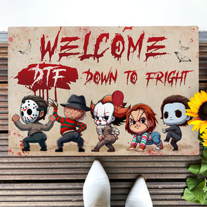 Gifts For Horror Fan Doormat, DTF Down To Fright , Funny Naughty Horror Characters 01qhdt160824 - Doormat - GoDuckee