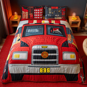 Fire Truck Quilt Bedding Set - Personalized Gifts For Firefighter 03tgmg170725 - Blanket - GoDuckee