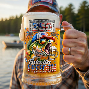 Badass Fish Freedom Party Beer Glass - Personalized Gifts For Fishing Lovers 06QHQN050626 - Beer Glasses - GoDuckee