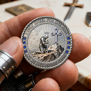 Knight Templar Kneeling Before A Cross Printed Metal Coin - Personalized Gifts For Christians 01kilu270226 - Coin - GoDuckee
