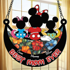 Personalized Gifts For Mom Window Hanging Suncatcher Ornament Mother's Day Mouse Mom And Kids 01ACDT240325 - Ornament - GoDuckee