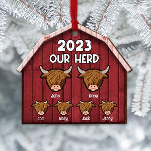 Highland Cow Family Personalized Wood Ornament, Christmas Gift For Family - Ornament - GoDuckee