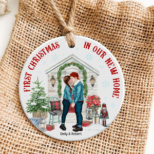 Couple Our First Christmas In Our New Home, Personalized Ceramic Ornament, Gift For Him/Her - Ornament - GoDuckee