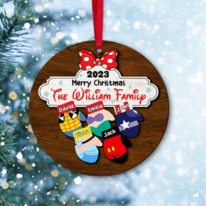 Merry Christmas, Personalized Family Mittens 02NATN301023 Wood Ornament, Gift For Christmas - Ornament - GoDuckee