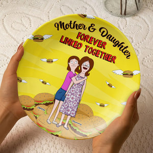 Personalized Gift For Mom Ceramic Round Plate Mother's Day Mom And Daughter 04XQMH140325HG - Ceramic Round Plate - GoDuckee