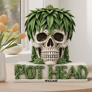 Pot Skull Head Acrylic Plaque Personalized Gifts For Smoker 05NAQN030625 - Shaped Plaques - GoDuckee
