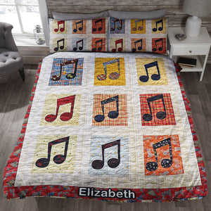 Personalized Gift For Music Lovers Quilt Bedding Set Charming Musical Notes 02QNQN311224 - Blanket - GoDuckee