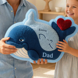 Caring Whale Dad Custom Shape Pillow, Personalized Gifts For Dad 01qhdt060526 - Pillow - GoDuckee