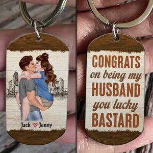 You Lucky Bastard Personalized Stainless Steel Keychain Gift For Husband - Keychains - GoDuckee