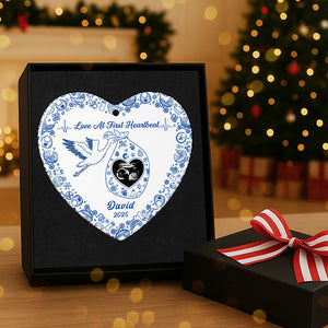 Personalized Christmas Gifts For Pregnant Women Heart Ceramic Ornament 03kita170925 - Ornament - GoDuckee