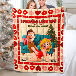 Naughty Couple Blanket - Personalized Gifts For Couple 03naqn011125 - Blanket - GoDuckee