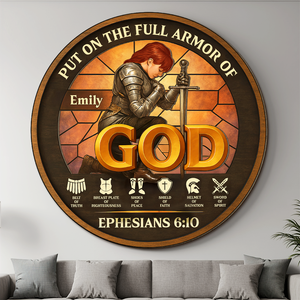 Personalized Woman Warrior of God Put On The Full Armor Of God Ephesians 6-10 01hupu060625 - Wood Sign - GoDuckee
