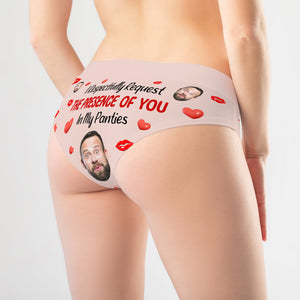 I Respectfully Request The Presence Of You In My Panties, Funny Custom Face Women's Brief, Valentine's Gifts - Boxer Briefs - GoDuckee